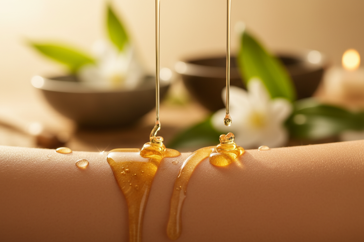 oil dripping on skin